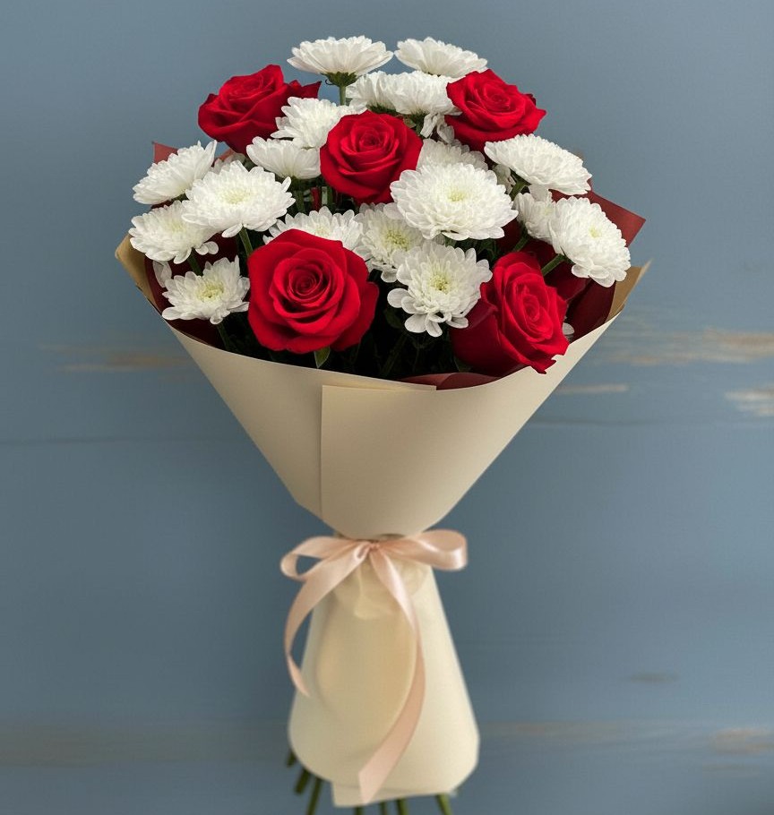 Букет цветов из: Розы и Хризантемы в Горячеисточненской