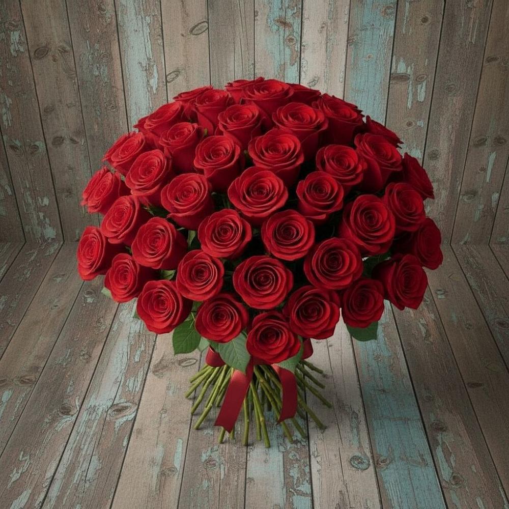 Букет 55 Красных роз Фридом в Горячеисточненской