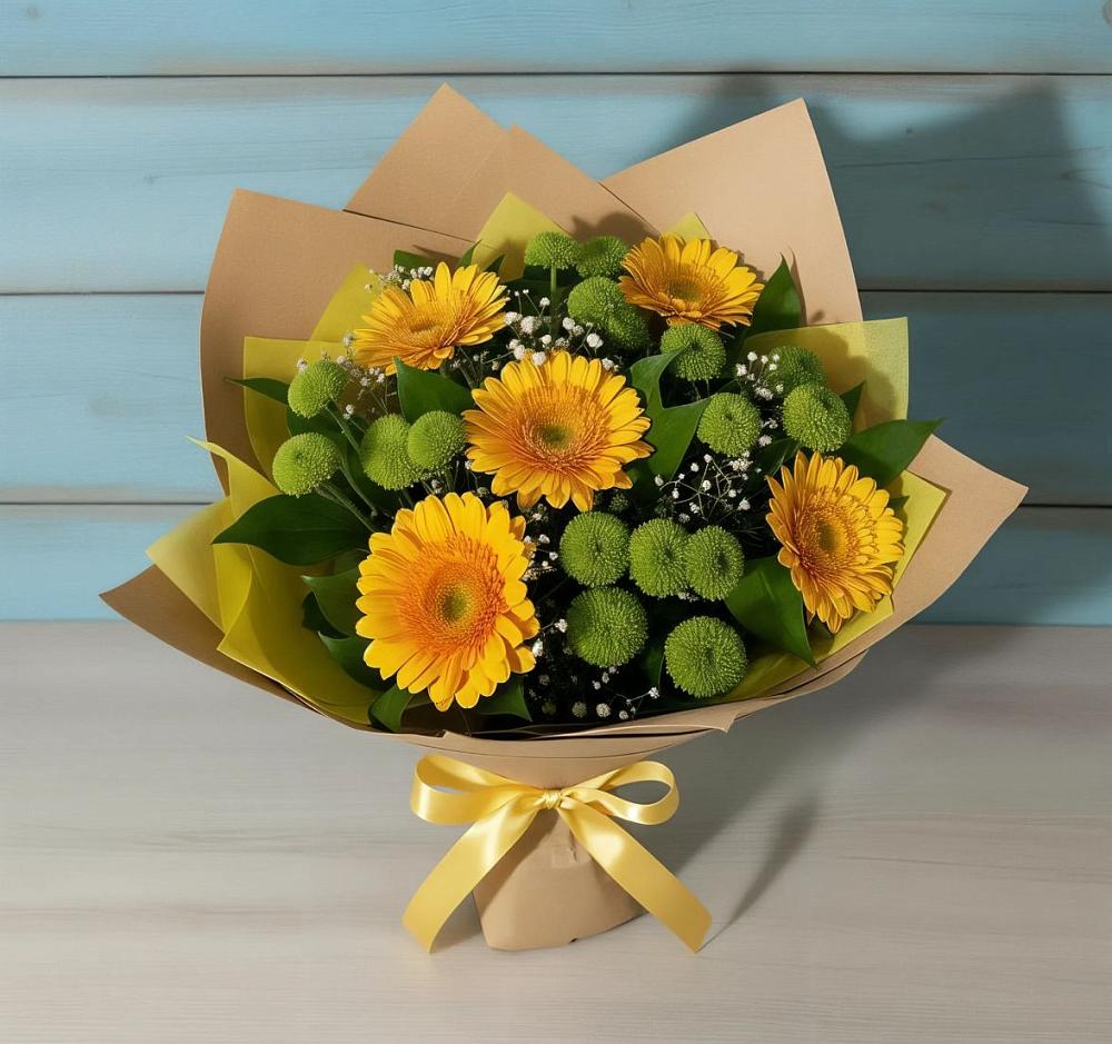 Букет цветов из: Герберы и Хризантемы в Горячеисточненской