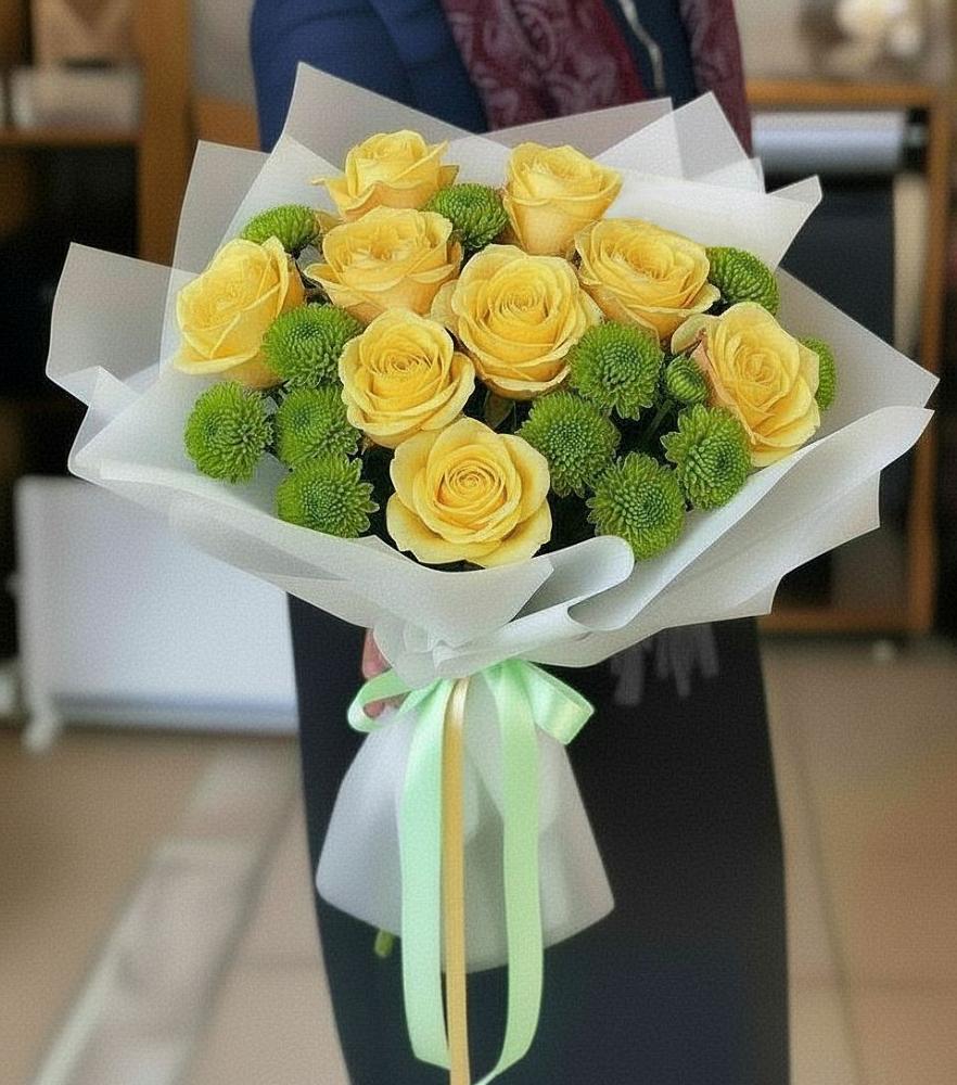 Букет цветов из: Хризантемы и Розы в Горячеисточненской