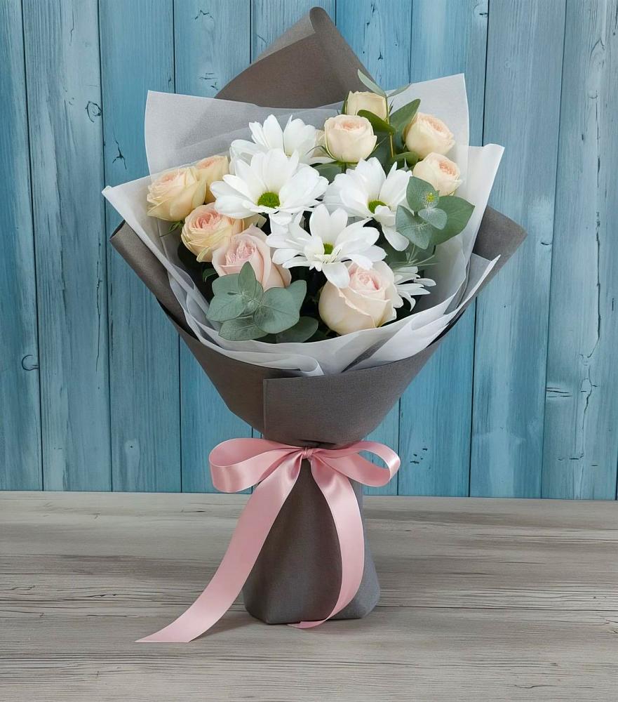 Букет цветов из: Хризантемы и Розы в Горячеисточненской