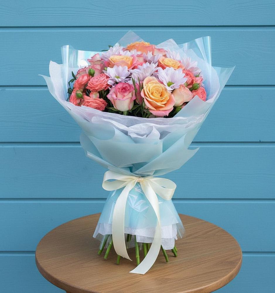 Букет цветов из: Хризантемы и Розы в Горячеисточненской