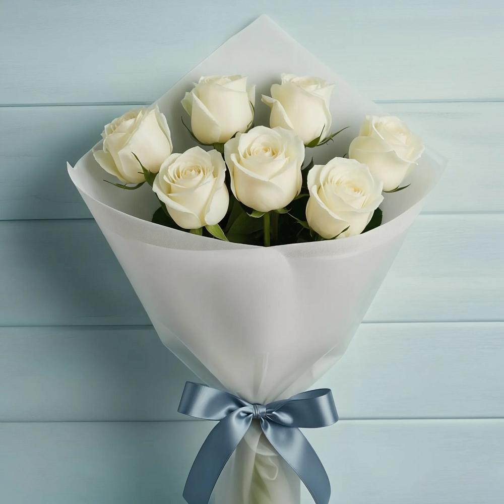 Букет 7 Белых роз Эдлесс Лав в Горячеисточненской